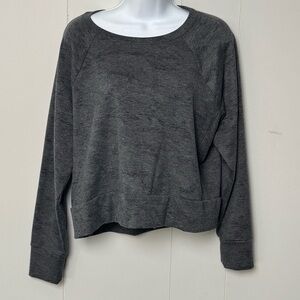 RBX Heathered Gray Cropped Long Sleeve Crew Neck Workout Top Size L